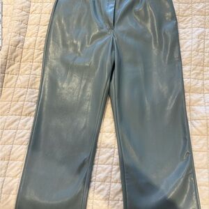 NWT Helmut Lang Light Blue Teal Faux Leather Pleather Pants Stunning Lambskin 8